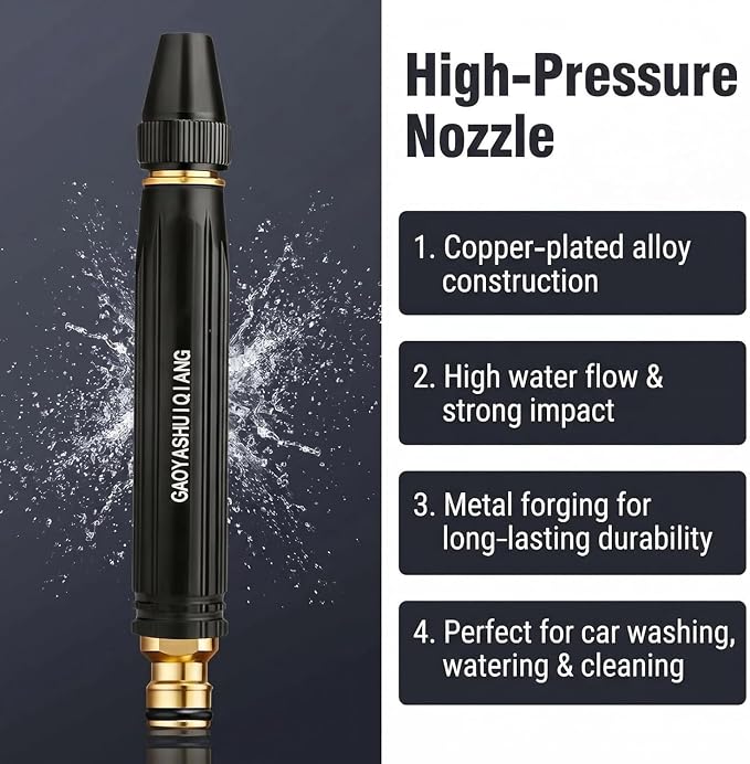 2026 High Pressure Power Washer Nozzle with Metal Connector Set, Heavy Duty Garden Hose Sprayer & Pressure Washer Hose Attachment for Car Washing & Outdoor Cleaning Accessory