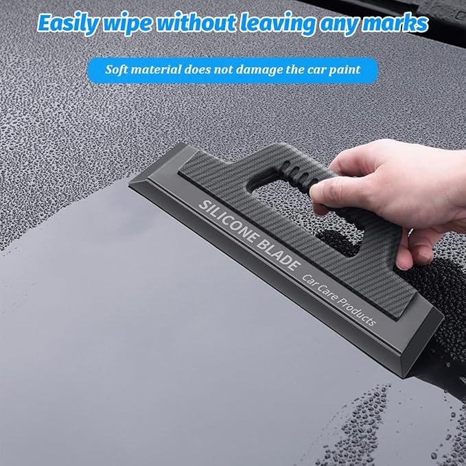 Car Window Squeegee, Soft Silicone 11.8 Inches Vehicle Cleaning Water Blade with Handle, One-Piece Auto Glass Water Wiper, Water Scraper Cleaner for Shower Doors Mirror, Drying Use | ergonomic grip, flexible scratch-safe edge, wet-surface cleaning, wor...