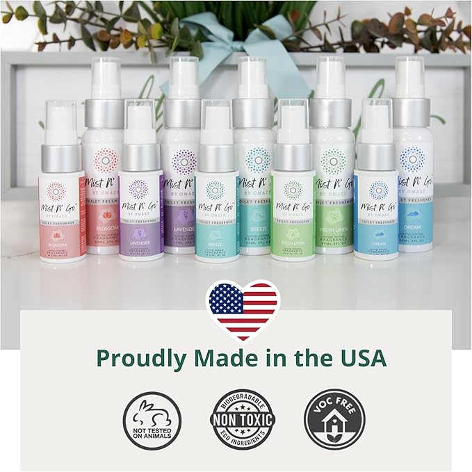 Mist N' Go by Omaze Travel Odor Eliminator - Toilet Spray for Bathroom Air Freshener - Clean Mix, Daily Pack (2oz x1 + 1oz x1)
