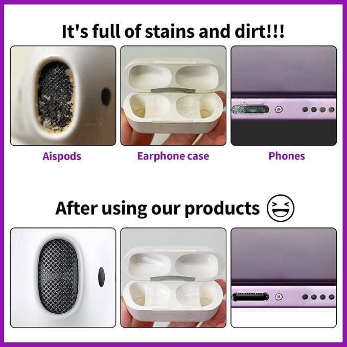 Cleaner Kit for Airpod, Phone Earbud Cleaning Putty, fit for iPhone Speaker | Cleaning Kit fit for iphone port Earbud Phone Ear Wax Dirt, Cleaning with Putty, Cleaning Pen, Cleaning Cloth & Brushes