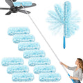 JEHONN Duster with 6 ft Extension Pole, 10 Refills Compatible with Swiffer Super Extendable Handle Heavy Duty Dusting Wand Starter Kit for Cleaning High Ceiling Fan Shelves Vent Window Blind