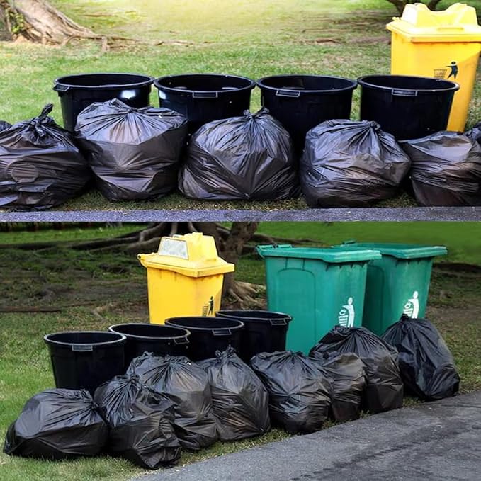 13 Gallon Trash Bags, 100 Count Black Tall Kitchen Garbage bags, Multi-purpose Trash Can Bin Liners for Bathroom, Office, Industrial, Commercial, Janitorial, Municipal, Recycling