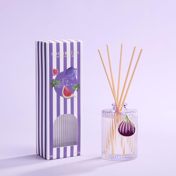 Reed Diffuser, Fig Blossom Scent Oil Diffuser, 6.09 fl oz | 8 Reeds, Long-Lasting Home Fragrance, Bathroom Bedroom Shelf Decor & Gifts