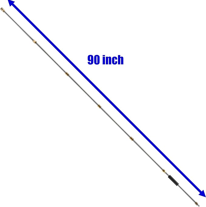 M MINGLE Pressure Washer Wand Extension, 7.5-Feet, 1/4’’ QC, 4000 PSI | Stainless Steel Lance, Adjustable Length up to 90 Inches, Fits Most Cleaning Attachments, Clears Hard-to-Reach Surfaces