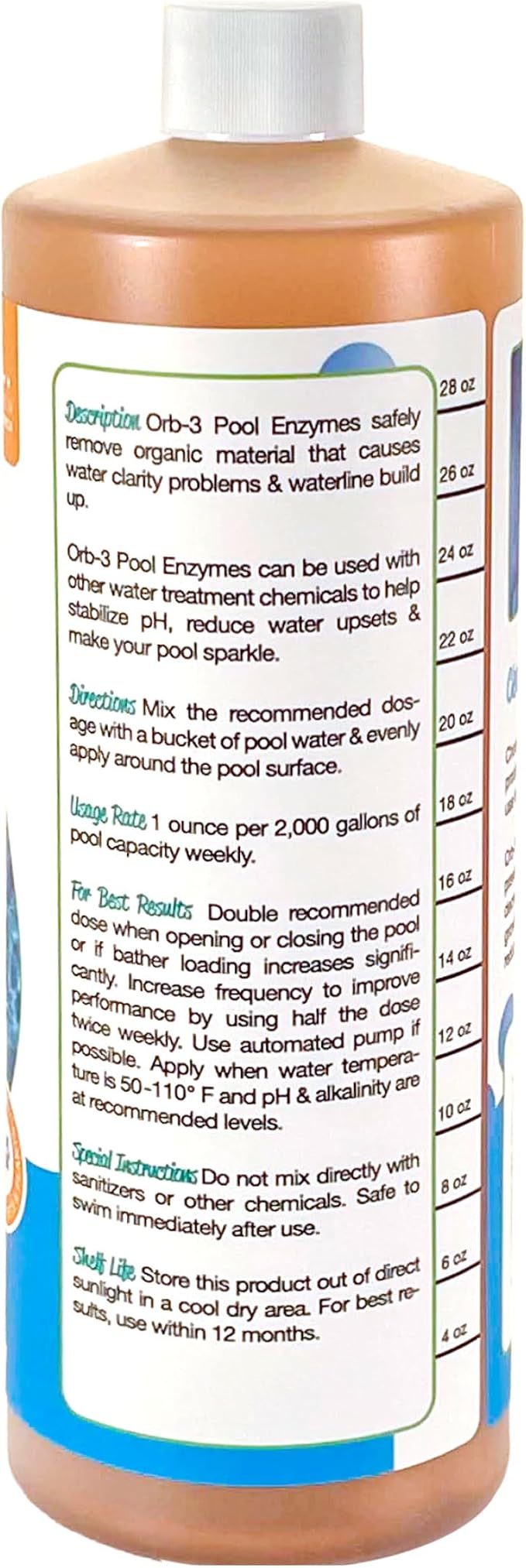 Orb-3 F839-000-1Q Pool Enzymes Bottle, 1-Quart