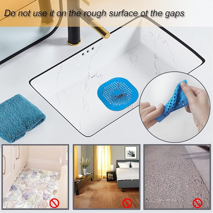 Bovinde Hair Drain Catcher,Square Cover for Shower 2 Pack (Blue) | Drainer Cover Silicone Hair Stopper with Suction Cups,Protector Accessories,Easy to Install Suit for Bathroom,Bathtub,Sink