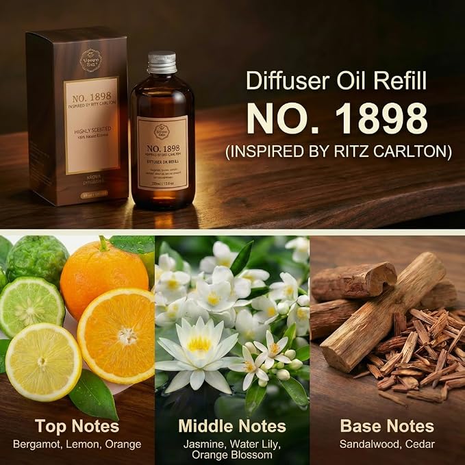 No. 1898 Diffuser Oil Refill Inspired by Ritz Carlton | Luxury Hotel Collection Refill for Reed diffusers, Room Sprays, Humidifier,Aroma Diffusers