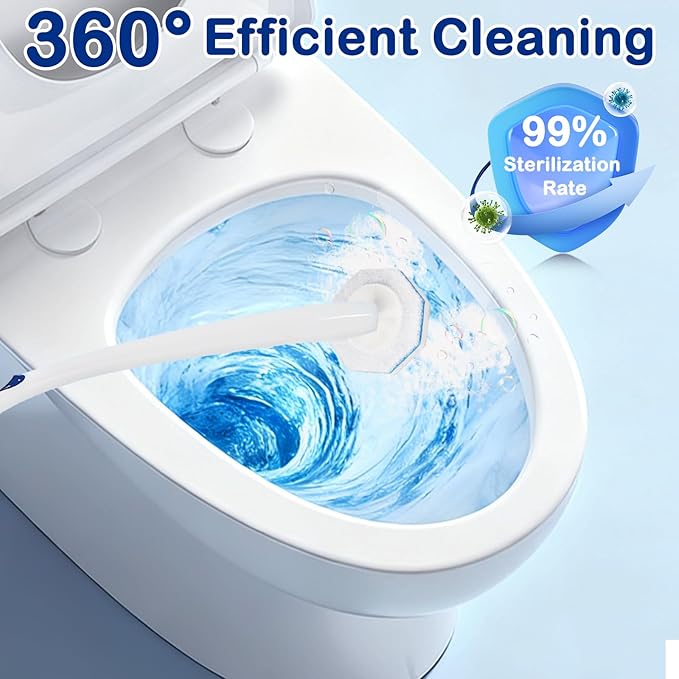 100 Count Toilet Wand Refills - Disposable Toilet Brush Refills with 5X Cleaning Power Toilet Bowl Cleaner, Replacement Heads for Toilet Cleaning, 360° Efficient Cleaning | No Falling Apart