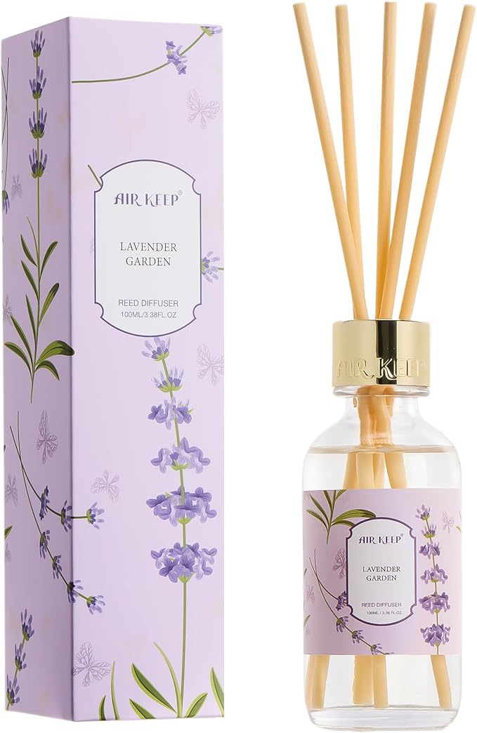 Reed Diffuser Oil Set with Reed Sticks,Lavender Garden Aromatherapy Oil Scent Diffuser for Home Office Bathroom Decoration Perfume and Gifts 3.38 oz/100ml
