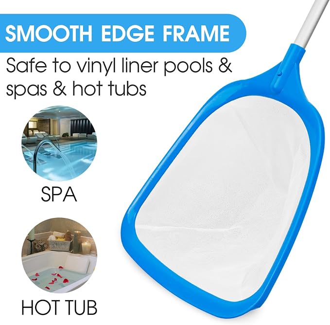TidyMister Pool Skimmer Hot Tub Skimmer Spa Net with 4ft Aluminum Pole Ultra Fine Mesh Pool Net Accessories Leaf Skimmer for Small Pools Fine Debris