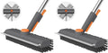 Floor Scrub Brush with Long Handle, 3 in 1 Scrape and Heavy-Duty Stiff Bristle Scrubber Brush for Cleaning Shower Bathroom, Patio, Pool, Garage, Kitchen, Wall and Deck (Gray, 2 Pack)