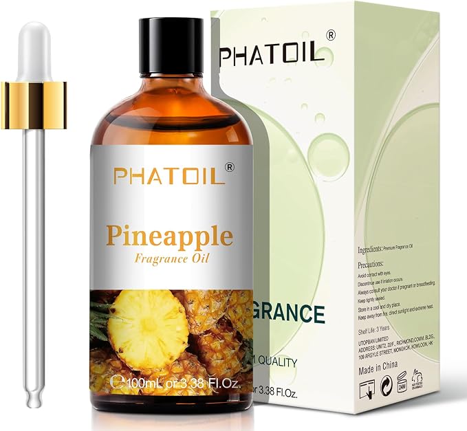 PHATOIL Pineapple Fragrance Oil for Diffuser Aromatherapy 3.38FL.OZ | Long Lasting Scented Oils For Humidifier, Air Freshener, DIY Soap Candle, Scent Project Making, Aroma Oil for Home Freshening