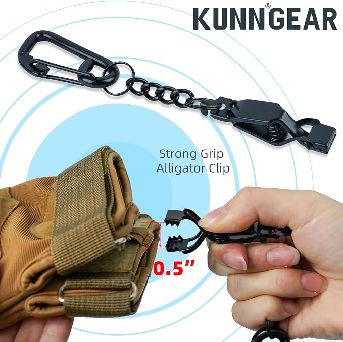KUNN Metal Glove Clips with Stainless Steel Carabiner Clip, Portable Glove Clips for Work Glove, Glove Holder for Wall Mount