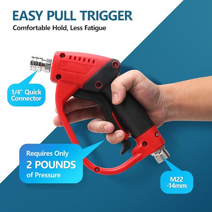 Pressure Washer Gun and Hose Kit, 50FT High Pressure Power Washer Hose with Spray Gun, Wand Extension, 5 Nozzle Tips, M22-14mm Fittings, 3600 PSI