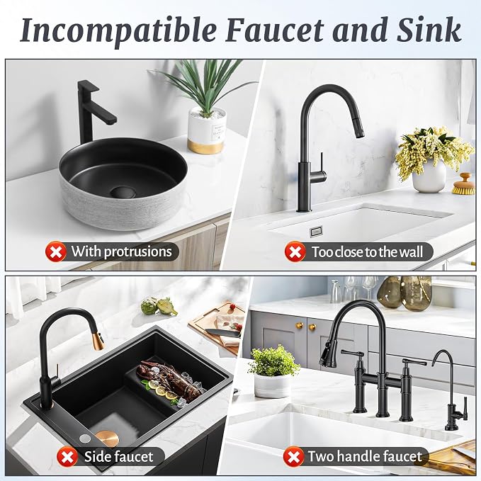 PoYang 24 inch Faucet Mat for Kitchen Sink Splash Guard, 7° Slope Silicone Sink Water Splash Guard for Kitchen Sink Area with Snap Button, Longer Sink Protectors for kitchen Sink Sponge Holder, Grey