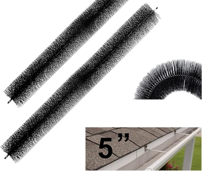 25 Pack Gutter Brush Leaf Guard for 5 Inch Gutters 80ft 4.33" Diameter | Leaf Filter Insert Brush ,Stops Clogs from Leaves & Debris, No Tools DIY, 3.2ft x 25 Simple Gutter Guard Downspout Guard
