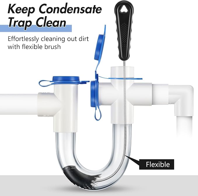 Condensate Trap Flexible Drain Brush, AC Drain Line Cleaning Brush for AC & HAVC Condensate P Trap (16 Inch,Black,1 Pc)