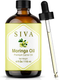 SIVA Moringa Carrier Oil, Glass Bottle with Dropper, 4 Fl Oz (118 ml) | Moringa Seed Oil for Face Care, Skin Care, Facial Oil, Hair Care, Scalp Massage, Body Massage, Dilution & DIY Beauty Blends