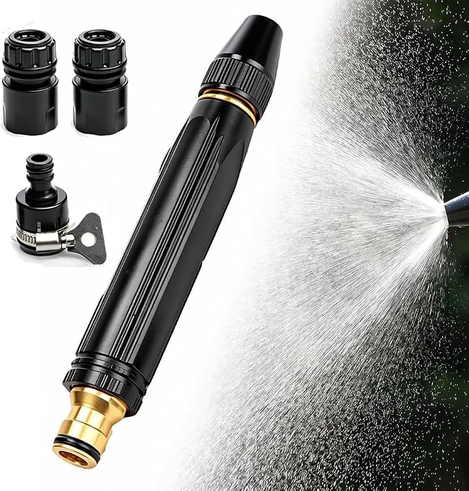 2026 New Jet Nozzle Power Washer for Garden Hose, Garden Hose Nozzle High Pressure Powerful Cleaning Spray Evenly, High Pressure Hose Nozzle for Car Washing (Black suit)