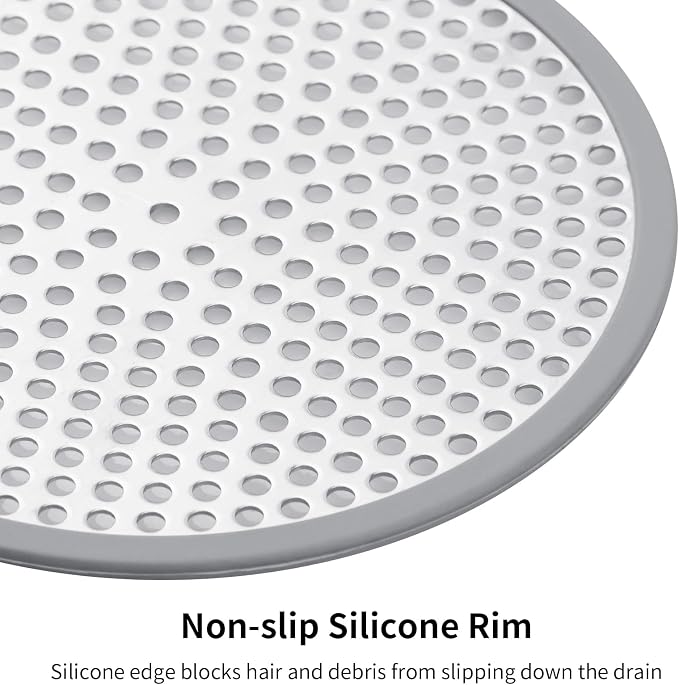Ohtomber Shower Drain Hair Catcher - 2PCS 4.72” Shower Stall Sink Drain Cover Strainer, Stainless Steel Bathtub Hair Filter Trap Stopper, Bathroom Floor Screen Protector with Silicone Rim