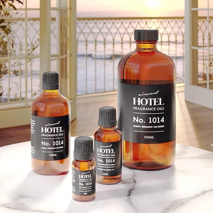 AirScent Hotel Diffuser Oil No. 1014 - Iconic 5-Star Hotel Blend - 120 mL | Lemon Bergamot Sea Breeze - Coastal Blend - Fragrance Oil for Ultrasonic and Waterless Diffusers and Crafting