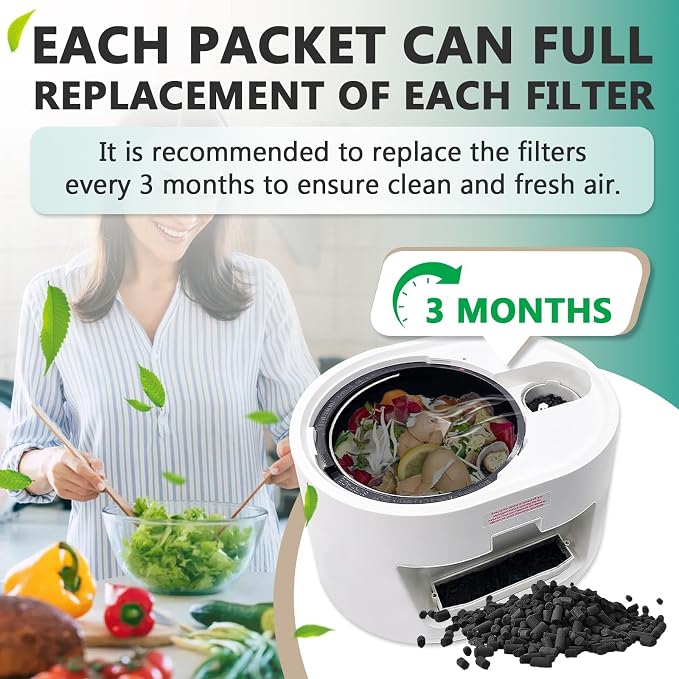 4 Pounds (8-Pack) Filter Refills Compatible with Lomi Smart Waste Composter | Odor Absorbing, Easy to Replace, Long-lasting, Premium Materials