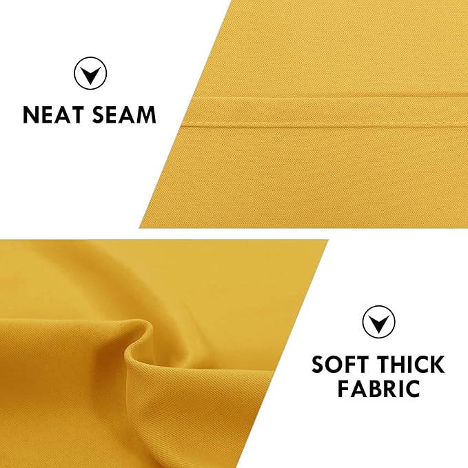 DWCN Yellow Room Darkening Blackout Curtains - Thermal Insulated Privacy Energy Saving Window Curtain Drapes 52 x 45 inch Length, Set of 2 Bedroom Living Room Curtains