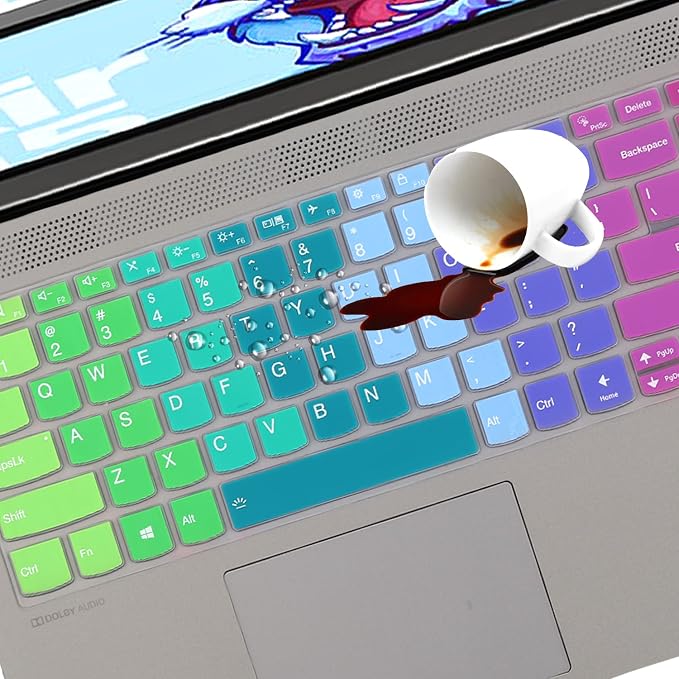 Keyboard Cover for Lenovo Yoga 7i 15.6, ideaPad 5 15.6", Lenovo Flex 5 15.6, Yoga Slim 7 15, ideaPad 3i 15, ideaPad Slim 7 15.6, ThinkBook 15p, ThinkBook 15 G2 G3 US Keyboard Cover -Rainbow