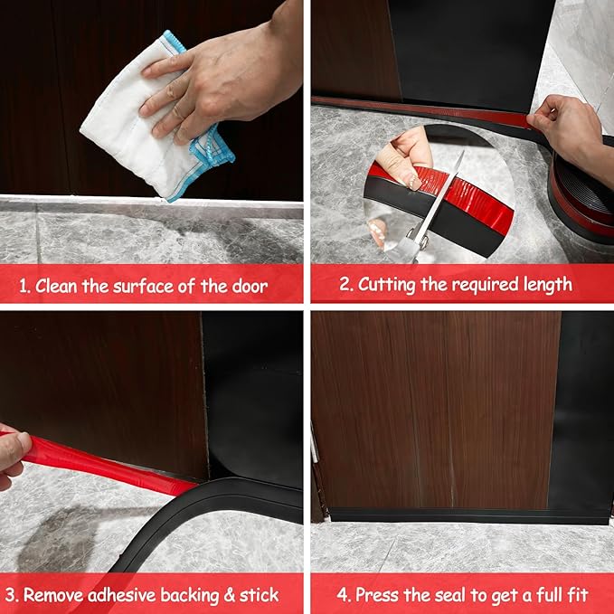 Silicone Weather Stripping, 3 inch (W) x 20 Ft (L) Door Draft Stopper Window Seal Strip for Gaps of Door & Windows, Garage Door Under Bottom, Sealing Tape Shower Doors Sweep, Black
