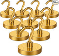 MIKEDE Magnetic Hooks,150LB Heavy Duty Magnets with Hook, Super Strong Magnets Neodymium Extra Cruise Strength for Hanging(Yellow, 10 Pack)