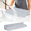 Full-Coverage Sink Splash Guard – 22.8 Inch Extra-High Ramp with Super Strong Suction Cups, Silicone Sink Splash Guard with Front-Edge Storage for Kitchen (Grey, 22.8''x4''x2.8'')