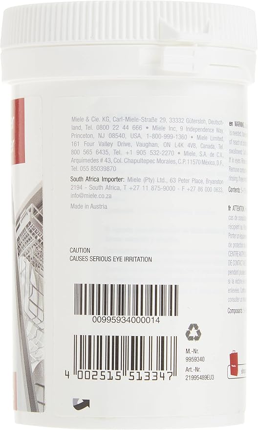 Miele DishClean Dishwasher Cleaner, Care Product for the Optimal Functioning of Dishwashers, Removing Odors and Limescale Deposits, 5.6 oz