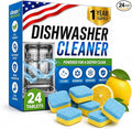 Dishwasher Cleaner Deodorizer Tablets, 24 Pack Dishwasher Cleaning Tablets Descaler Pods for Limescale, Calcium & Hard Water Stains, Lemon Dishwasher Cleaner Pods for Odor, Grease & Machine Care