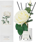 Flower Reed Diffuser - Clean Linen 6.7oz Scented Diffuser with Sticks Home Fragrance Essential Oil for Bathroom Shelf Decor (Artificial Flower)