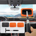 Car Glass Cleaner Wiper,Windshield Cleaning Tool, Microfiber Window Cleaner with Extendable Handle,Auto Glass Wiper Kit(Orange Square)