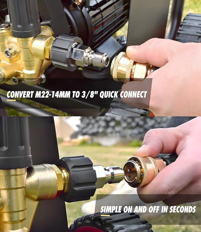 3/8" 4800PSI Pressure Washer Hose 200FT with 360° Swivel Quick Connect, Flexible & Kink Resistant Steel Wire Braided & Durable for Hot/Cold Water, High Power Washer Hose With M22 14mm Adapter
