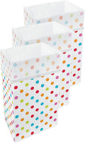 30 Gallon Disposable Pop-Up Trash Cans (3-Pack) with Fitted Bags – Foldable Garbage & Recycling Bins for Parties, Events & Kitchen (Polka Dot, 30" H x 14" W x 17" D)