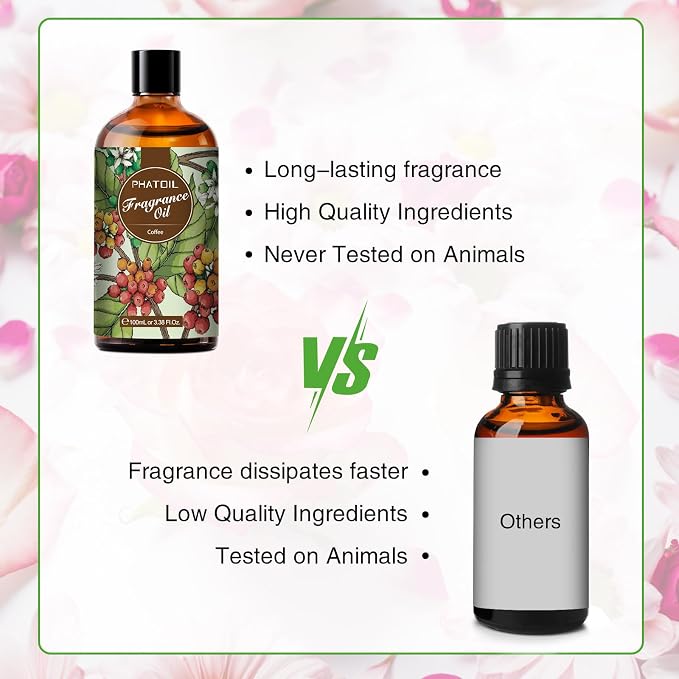 PHATOIL 3.38FL.OZ Coffee Fragrance Oils for Aromatherapy, Essential Oils for Diffusers for Home, Perfect for Diffuser, DIY Candle and Soap Making, DIY Scented Products - 100ml | Long Lasting Scented Oils For Humidifier, Air Freshener, DIY Soap Candle, ...