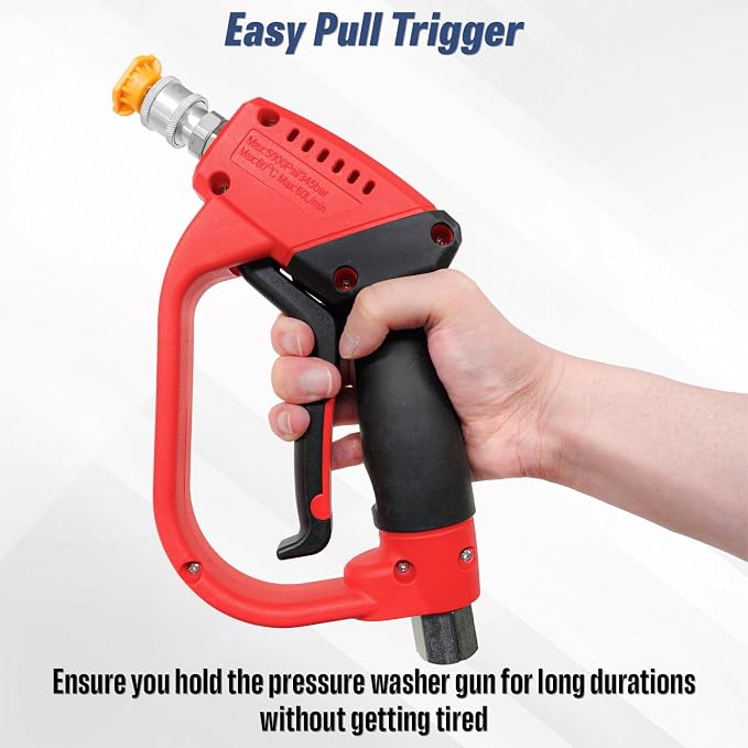 Pressure Washer Gun with 360 Swivel, Max 5000 PSI Power Washer Short Gun with 3/8" Male Plug and 1/4" Quick Connector Coupler, Car Wash Accessories