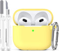 R-fun Compatible with AirPods 3 Case Cover, Silicone Protective Accessories Skin with Keychain Compatible with Apple AirPod 3rd Generation 2021 for Women Men Girls Boys,Front LED Visible,Yellow