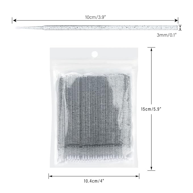 G2PLUS Micro Swabs, 500PCS Disposable Micro Applicator Brushes and Swabs | Black Tips for Lash Extension Prep, Nail Art Cleanup, Makeup Correction, Detailed Beauty Work and Professional Salon Use
