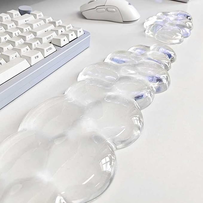 Mouse Pad with Wrist Rest, Soft Cloud Gel Keyboard Mouse Pad Set with Hand Wrist Support, Cute Non Slip Office Desk Accessories for Comfort/Pain Relief/Computer/Laptop (Clear Cloud)