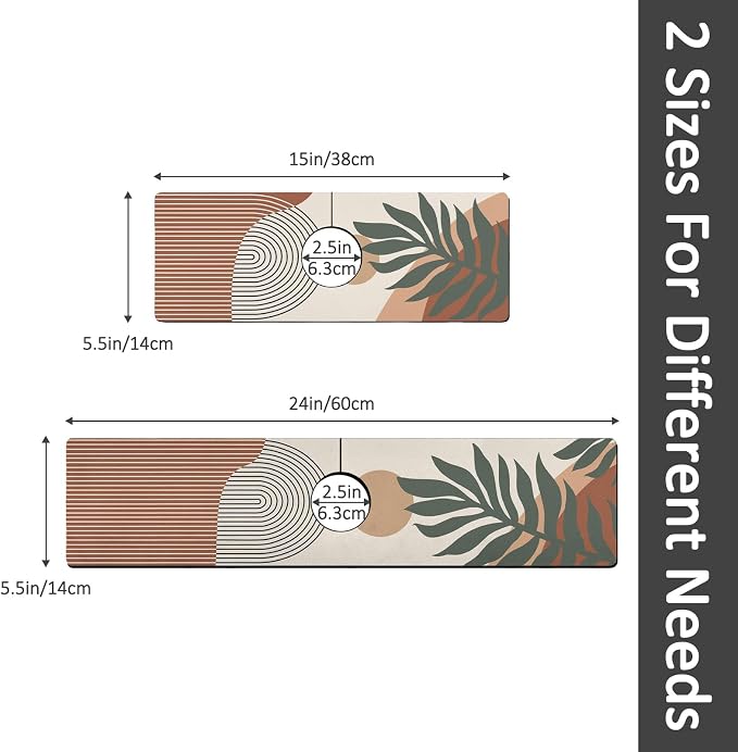 2PCS 24" X 5.5" Kitchen Sink Splash Guard Faucet Mat Boho Super Absorbent Fast Drying Faucet Guard & Draining Mat Sink Splash Guard Behind Faucet for Kitchen, Bathroom