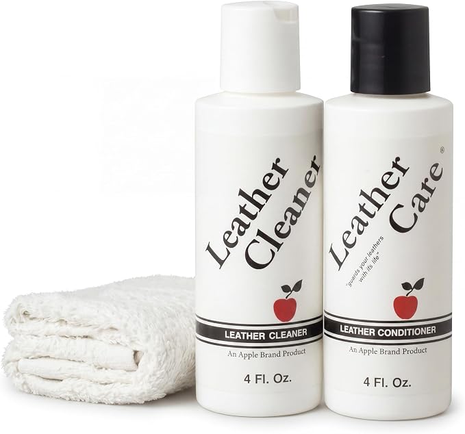 Apple Brand Leather Cleaner & Conditioner Kit, For Bags, Boots, Accessories | Wax-free cleaner and conditioner pair. Also for furniture, auto interiors, luggage and handbags.