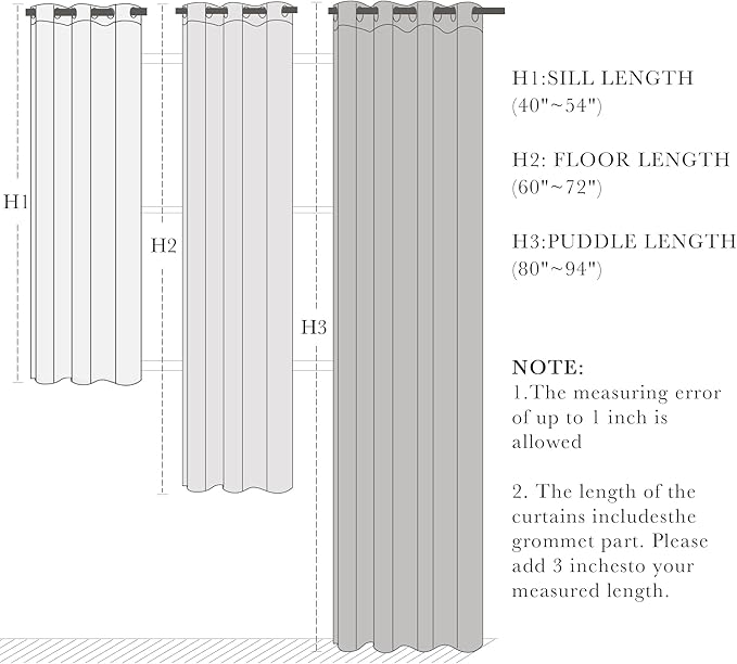 PONY DANCE Pure White Room Darkening Curtains for Living Room, 42" W x 64" L, Thermal Insulated Light Blocking (Reduce 50%-60% Sunlight), Window Treatments Drape for Bedroom Privacy Protection, 2 Pcs