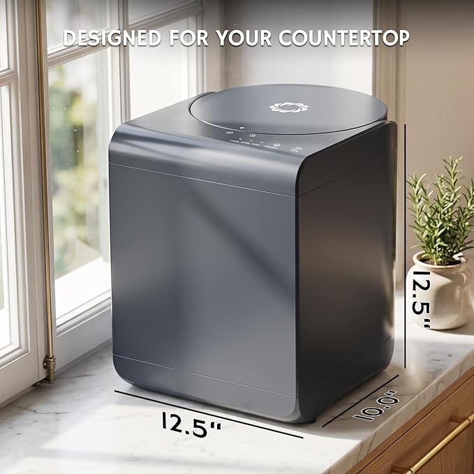 Airthereal Odorless Countertop Electric Kitchen Composter, Charcoal Gray | Revive Food-to-Soil System, 1-Click Smart Operation, Powerful Sharksden Trinity Blade, 2.5L