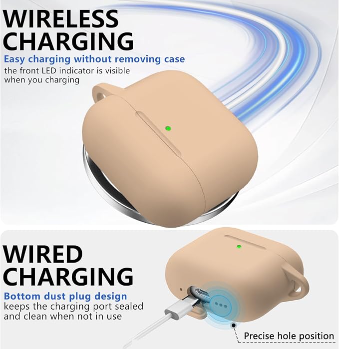 Ljusmicker for AirPods 4 Case 2024 with Cleaner Kit,Soft Silicone Protective Cover for Apple AirPods 4th Generation Cases for Women Men,for AirPod 4 Case Accessories with Keychain-Brown