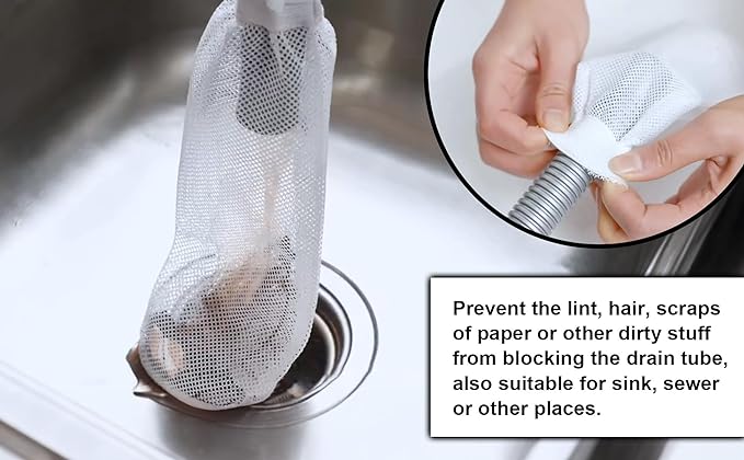 32-Piece Lint Trap and Cable Ties Set for Washing Machine, Includes 8 Nylon Mesh Lint Traps and 24 Cable Ties, Easy and Effective Lint Filtration (White)