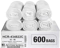 Aluf Plastics High Density Trash Bags, 56 Gallon, 600 Count, 22 Micron (eq), 43" x 48", Clear, for Bathroom, Office, Industrial, Commercial, Janitorial, Municipal, Recycling