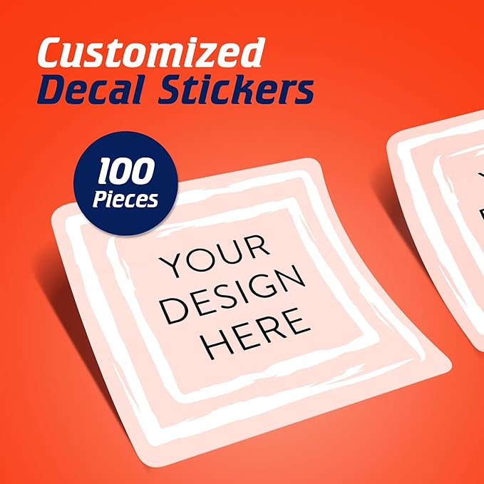 100 Custom Vinyl Stickers - Upload Your own Image, Text, Design, Logo - Personalized Logo Labels for Handmade, Packaging, Bottle, Jars, Candle, Brand Stickers (Peach, 2x2 Square)
